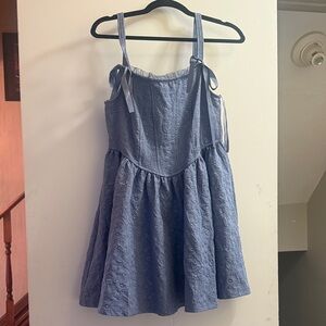 Trixxi Textured Blue Kids Casual Dress
